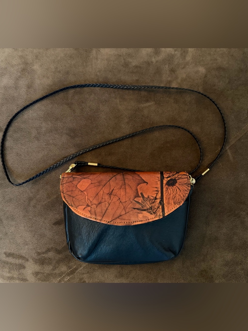 C.L. Whiting “Leaf Leather” Crossbody Bag Handcrafted in USA